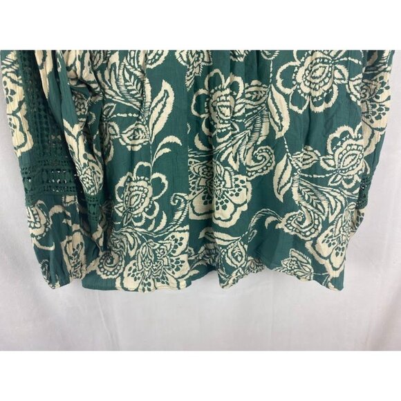 Angie Bohemian Floral Pheasant Green White Top Women's XL - Picture 6 of 9